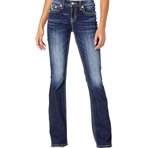 **Miss Me** Loose Saddle Stitch Flap Pocket Signature Boot Cut Jeans.